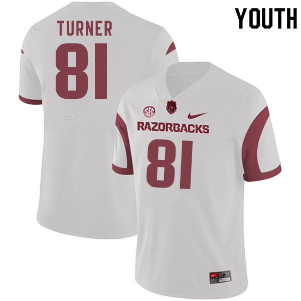 Youth #81 Darin Turner Arkansas Razorbacks College Football Jerseys Sale-White